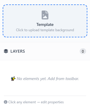 Left Panel - Layers and Template Upload